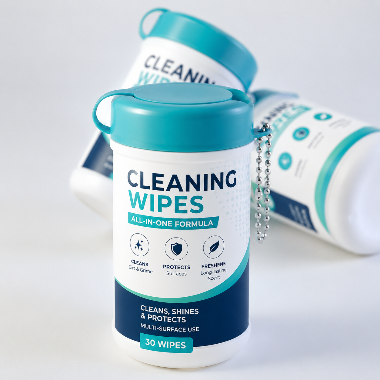 Disposable Mini Canister Cleaning Wipes with Key Chain